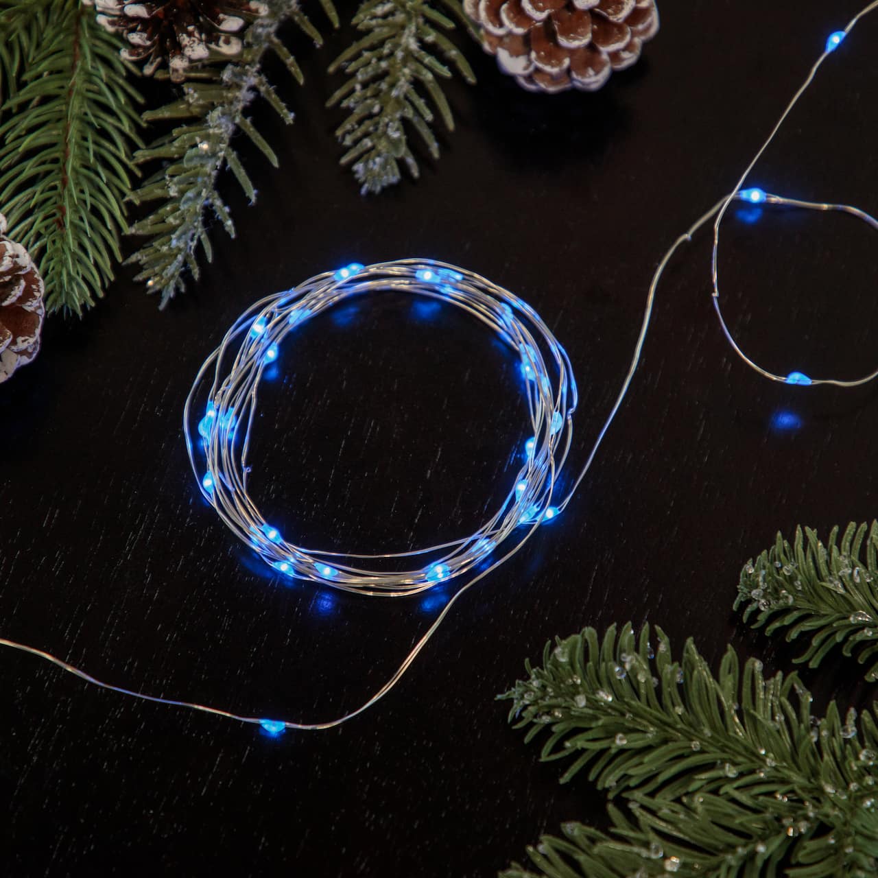100ct Blue LED Micro Fairy Lights 16ft Copper Wire